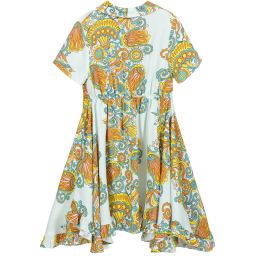 Lanvin- Blue Flower Swirl Crêpe Dress | Childrensalon Outlet
