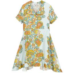 Lanvin- Blue Flower Swirl Crêpe Dress | Childrensalon Outlet