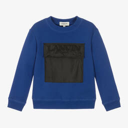 Lanvin-Boys Blue Cotton Pocket Sweatshirt | Childrensalon Outlet