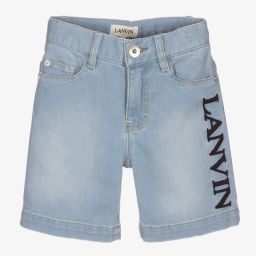 Lanvin-Boys Blue Denim Logo Shorts | Childrensalon Outlet