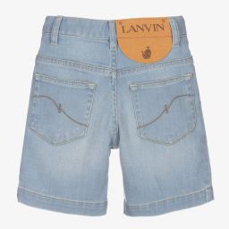 Lanvin-Boys Blue Denim Logo Shorts | Childrensalon Outlet