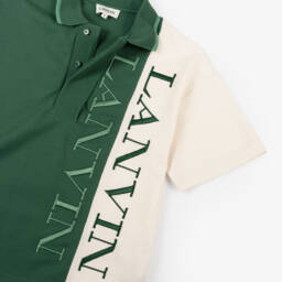 Lanvin-Boys Emerald & Cream Cotton Polo | Childrensalon Outlet