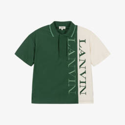 Lanvin-Boys Emerald & Cream Cotton Polo | Childrensalon Outlet