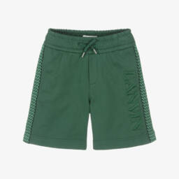 Lanvin-Boys Green Terry Logo Shorts | Childrensalon Outlet