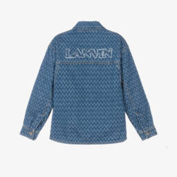 Lanvin-Boys Herringbone Blue Denim Shirt | Childrensalon Outlet