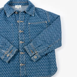 Lanvin-Boys Herringbone Blue Denim Shirt | Childrensalon Outlet