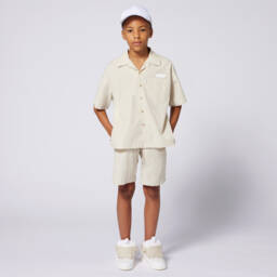 Lanvin-Кремовая хлопковая рубашка поплин для мальчиков | Childrensalon Outlet