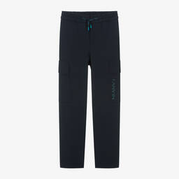 Lanvin-Boys Navy Blue Wool Cargo Trousers | Childrensalon Outlet
