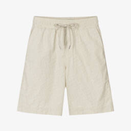 Lanvin-Boys Neutral Cotton Poplin Shorts | Childrensalon Outlet
