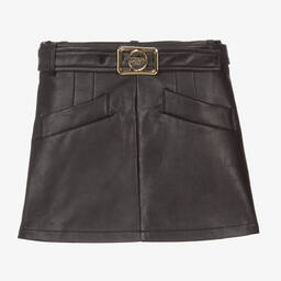 Lanvin-Girls Black Faux Leather Skirt | Childrensalon Outlet