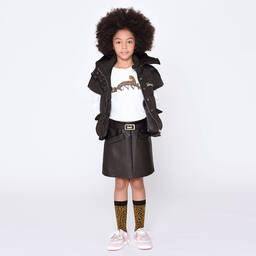 Lanvin-Girls Black Faux Leather Skirt | Childrensalon Outlet