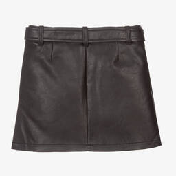 Lanvin-Girls Black Faux Leather Skirt | Childrensalon Outlet