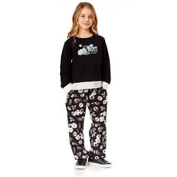 Lanvin-Girls Black Floral Trousers  | Childrensalon Outlet