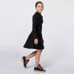 Lanvin-Girls Black Knit Bow Dress | Childrensalon Outlet