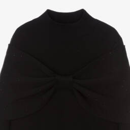 Lanvin-Girls Black Knit Bow Dress | Childrensalon Outlet
