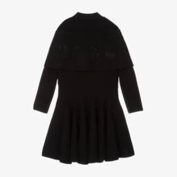 Lanvin-Girls Black Knit Bow Dress | Childrensalon Outlet