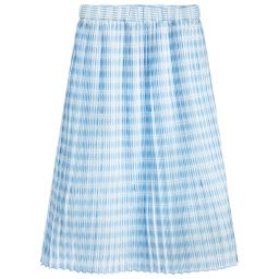 Lanvin-Girls Blue Pleated Long Skirt  | Childrensalon Outlet