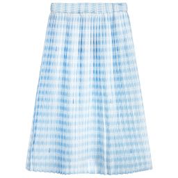 Lanvin-Girls Blue Pleated Long Skirt  | Childrensalon Outlet
