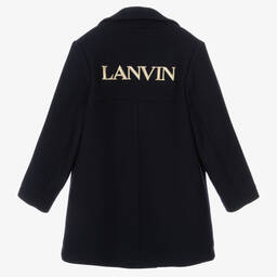Lanvin-Girls Blue Wool Coat | Childrensalon Outlet