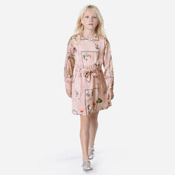 Lanvin-Girls Dusky Pink Viscose Dress | Childrensalon Outlet