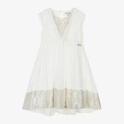 Lanvin-Girls Elegant Ivory Satin Frock | Childrensalon Outlet