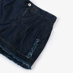 Lanvin-شورت جينز أزرق بحواف ممزقة للبنات | Childrensalon Outlet