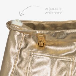 Lanvin-Girls Gold Faux Leather Shorts  | Childrensalon Outlet
