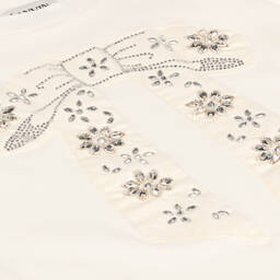 Lanvin-Girls Ivory Organic Cotton Rhinestone Dress | Childrensalon Outlet