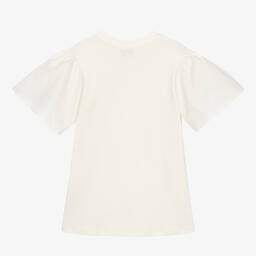 Lanvin-Girls Ivory Organic Cotton Rhinestone Dress | Childrensalon Outlet
