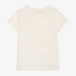 Lanvin-Girls Ivory Organic Cotton T-Shirt | Childrensalon Outlet