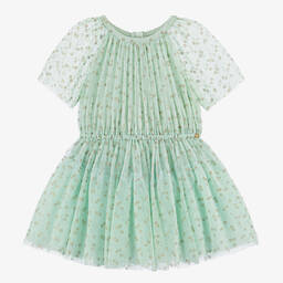 Lanvin-Girls Mint Green Glitter Tulle Dress | Childrensalon Outlet