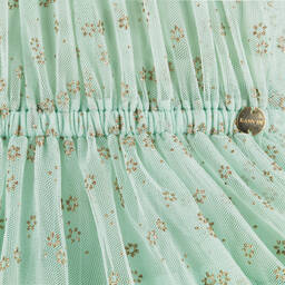 Lanvin-Girls Mint Green Glitter Tulle Dress | Childrensalon Outlet