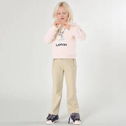 Lanvin-Girls Pink Cotton Bunny Sweater  | Childrensalon Outlet
