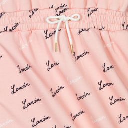 Lanvin-Girls Pink Cotton Logo Dress | Childrensalon Outlet