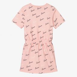Lanvin-Girls Pink Cotton Logo Dress | Childrensalon Outlet
