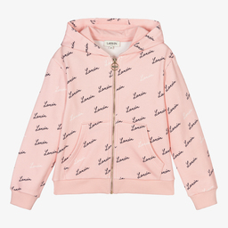 Lanvin-Girls Pink Logo Zip-Up Top | Childrensalon Outlet
