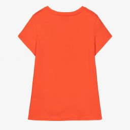 Lanvin-Girls Red Cotton Logo T-Shirt | Childrensalon Outlet