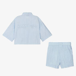 Lanvin-Girls Soft Blue Striped Set | Childrensalon Outlet