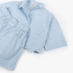 Lanvin-Girls Soft Blue Striped Set | Childrensalon Outlet
