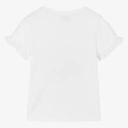 Lanvin-Girls White Daisy Cotton T-Shirt | Childrensalon Outlet