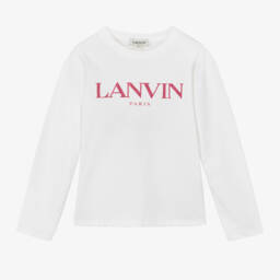 Lanvin-Girls White Long Sleeve Tee | Childrensalon Outlet