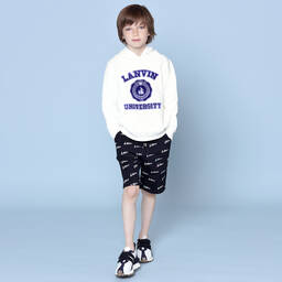 Lanvin-Navy Blue Cotton Jersey Shorts  | Childrensalon Outlet