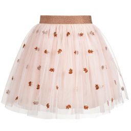 Lanvin-Pink Tulle Embroidered Skirt | Childrensalon Outlet