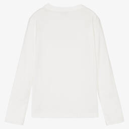Lanvin-Teen Boys Ivory Cotton Cat Top | Childrensalon Outlet