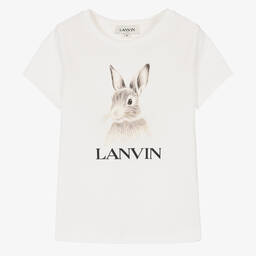 Lanvin-Teen Girls Ivory Cotton Bunny T-Shirt | Childrensalon Outlet