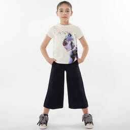 Lanvin-Teen Girls Ivory Cotton Catwoman T-Shirt | Childrensalon Outlet