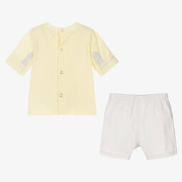 لابين هاوس-طقم شورت مزيج قطن لون أصفر ورمادي للمواليد | Childrensalon Outlet