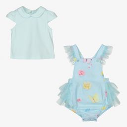 Lapin House-Baby Girls Blue Shortie Set | Childrensalon Outlet