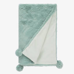 Lapin House-Baby Girls Green Faux Fur Blanket (81cm) | Childrensalon Outlet