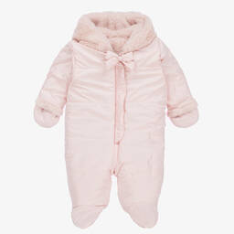 Lapin House-Baby Girls Pink Reversible Snowsuit | Childrensalon Outlet